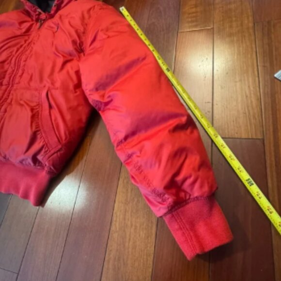 POLO By Ralph Lauren Down Puffer Jacket Men Size:L Full Zip Hooded Red Thick Y2K - Picture 8 of 11